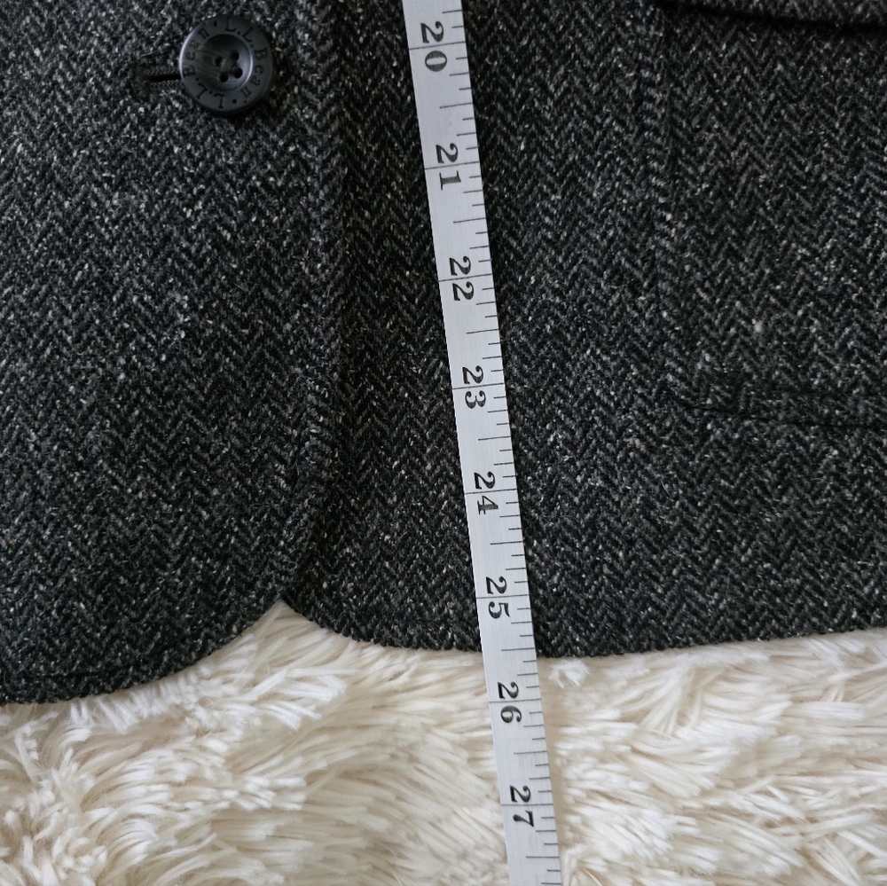 S O L D  LL Bean Dark Gray Tweed Wool Blend Tailored Blazer size L/P - Picture 10 of 15
